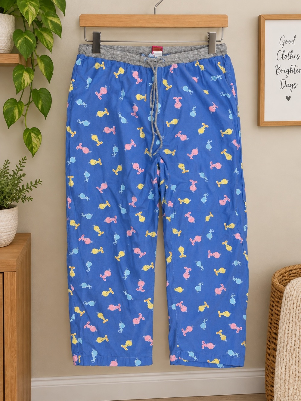 Looney Tunes Tweety Bird Pajama Pants 2XL Blue All Over Print Sleepwear